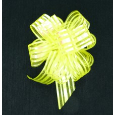 1.25" Wide Pull Bow Ribbon With 14 Loops - Yellow Iridescent Solid and Sheer Stripes (Lot of 1 Bow) SALE ITEM